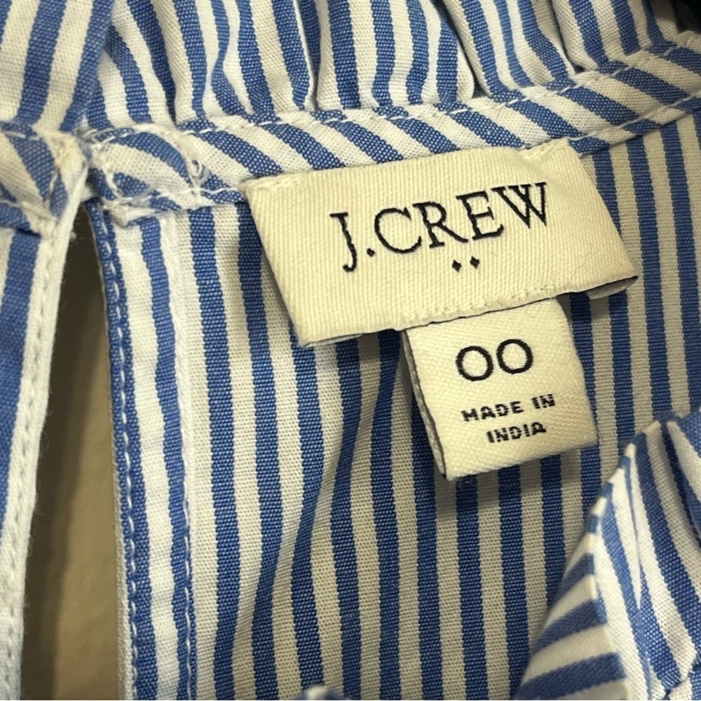 J.Crew Factory Tiered Midi Ruffle Dress In Blue & White Striped Size 00 - Picture 7 of 9